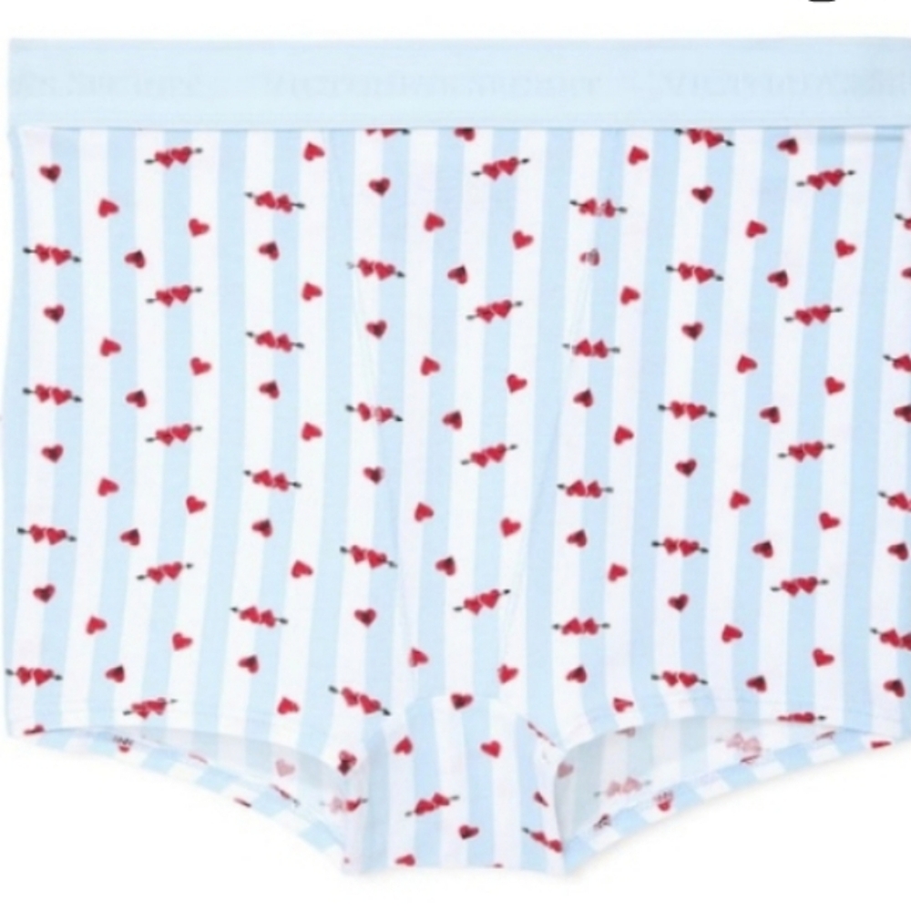 Victoria's Secret Light Blue and Red Heart Boxer Shorts - Picture 3 of 6